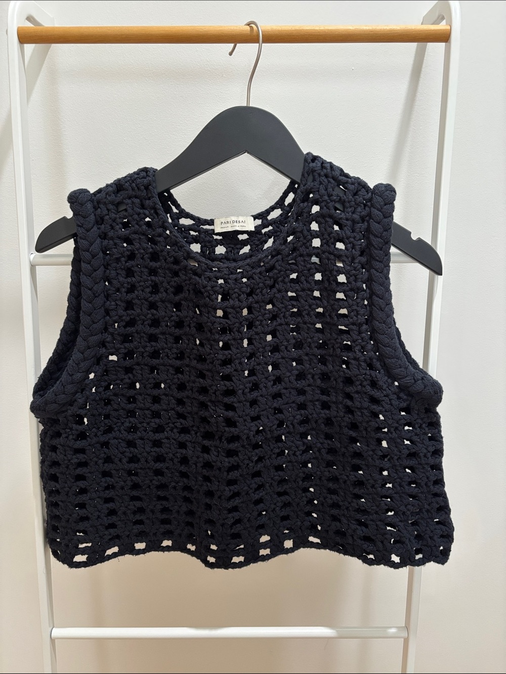 Black Crochet Knit Tank Top